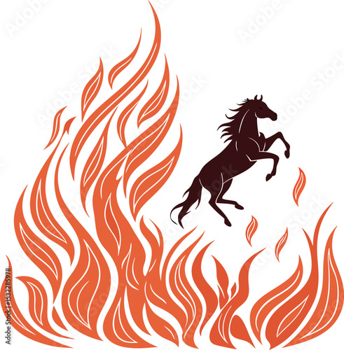 fiery horse vector illustration. icon.