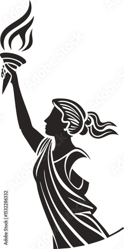 Lady of liberty silhouette vector icon 