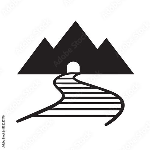 Mountain Tunnel with Pathway Icon – Scenic Route or Railroad Entrance