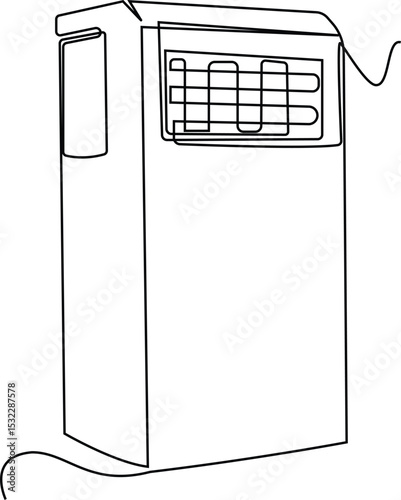 Continuous one line drawing modern mobile control fan. Electricity home appliance concept. Continuous line draw design graphic vector illustration.