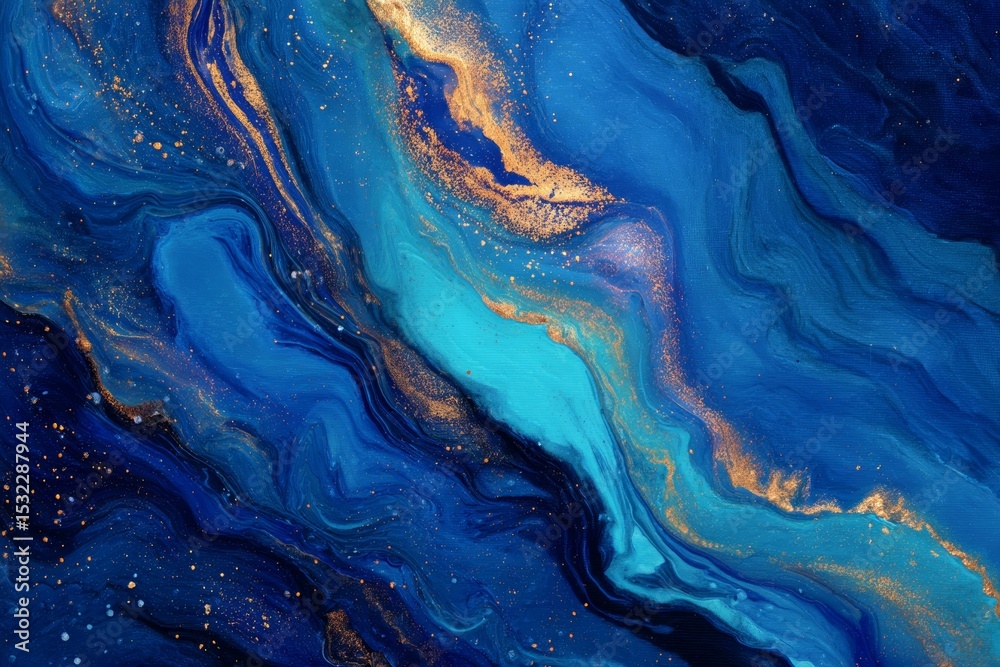 Obraz premium Abstract Blue and Gold Fluid Art