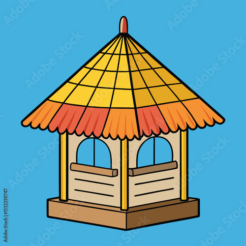 Tiny straw roof beach hut model, a cute and charming miniature home for seaside dreams.