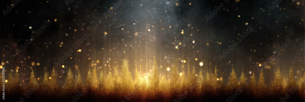 Naklejka premium Golden Christmas Tree Forest Background Illustration
