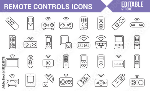Various Icons Representing Remote Controls, Gadgets, and Systems