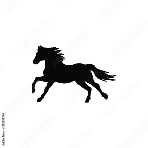 Horse Running vector black silhouette Galloping jumping  horse dynamic motion abstract horse design icon symbol sign vector black horse in motion freedom symbol elegant horse design stylized design