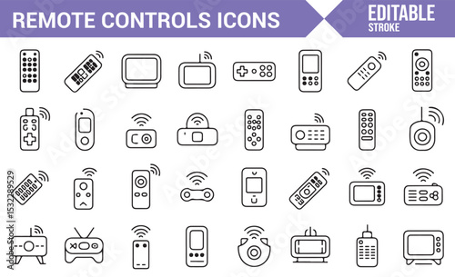Collection of Wireless Remote Control Icons for Technology Use