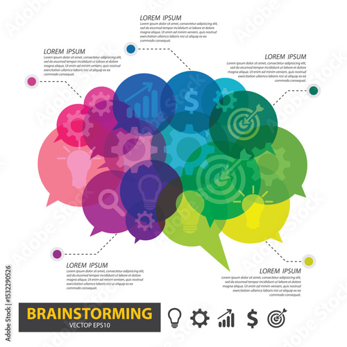 Brain and Speech bubble design. Brainstorming concept. infographic template for presentation. vector illustration.