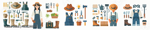vector set of farmer accessories