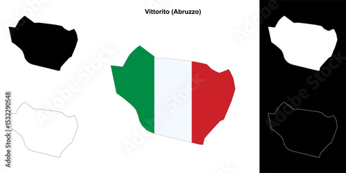 Vittorito (Abruzzo) outline map set