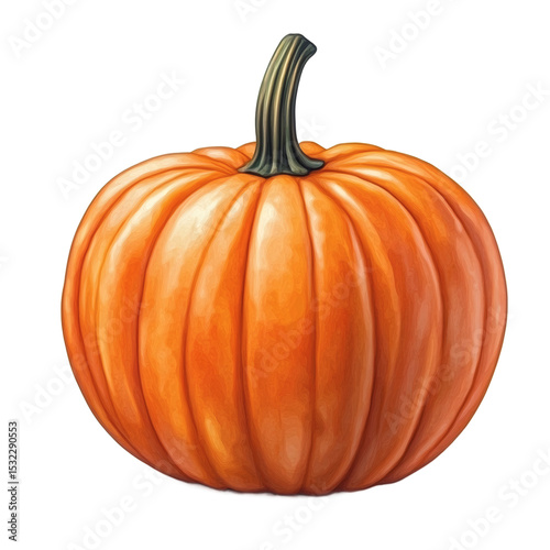 [Transparent Background PNG]Vibrant Orange Pumpkin Illustration