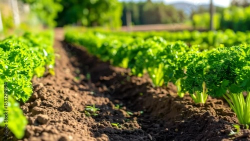 Freshly Grown Celery Plants In Rows