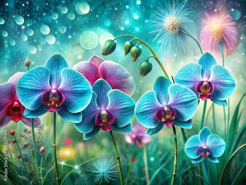 Dreamy Orchid Flowers in Fantasy Garden