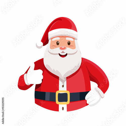 Flat vector illustration in children's style. Cute Santa Claus holding a sack with gifts. Holiday illustration on white background