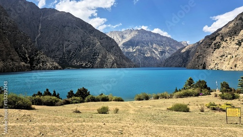 Shey Phoksundo Lake, Upper Dolpa Trek Route, Dolpa, Nepal, a lake in the mountains, Blue Lake in Nepal photo
