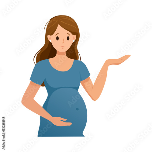 Pregnant woman strokes belly vector illustration