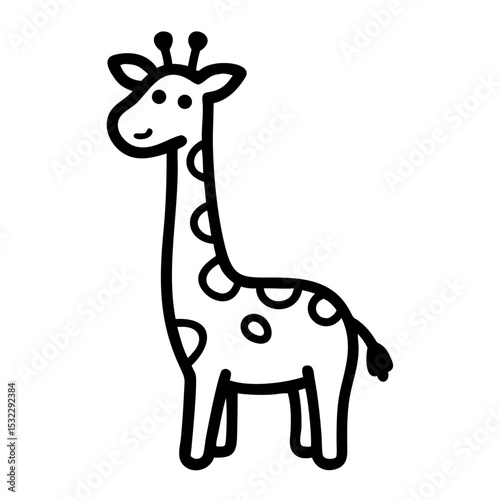 Adorable Cartoon Giraffe Illustration Simple Line Art Design