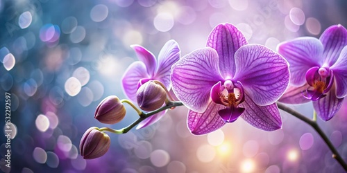 Purple Orchid Blossoms with Bokeh Background