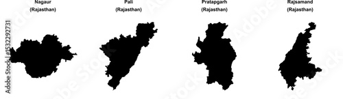 Nagaur, Pali, Pratapgarh, Rajsamand outline maps