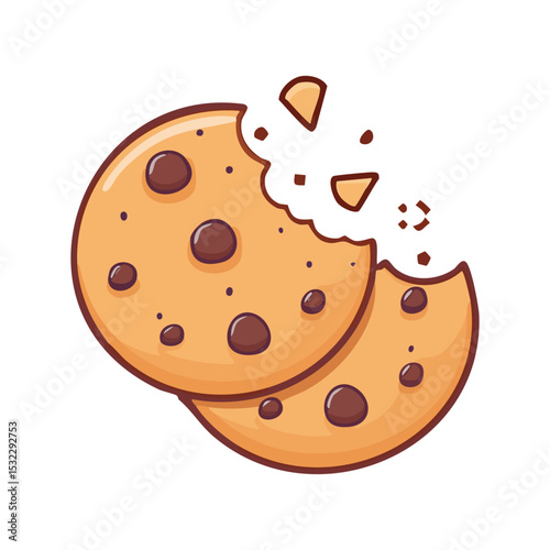 Bitten cookies. Tasty crumble dessert chipped cookies collection on white background