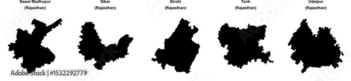 Sawai Madhopur, Sikar, Sirohi, Tonk, Udaipur outline maps