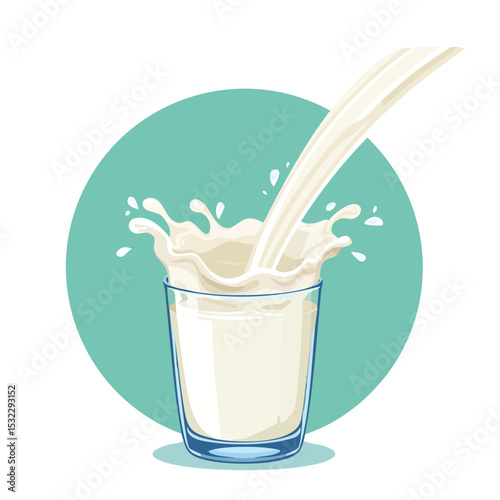 vector illustration of a glass of milk