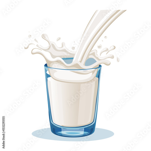 vector illustration of a glass of milk