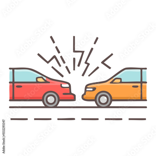 Two damaged car collision vector illustration.

