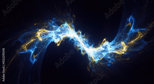 Dynamic Electric Energy Visual with Blue and Gold Sparks