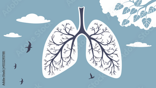 Lung Health Illustration with Nature Elements