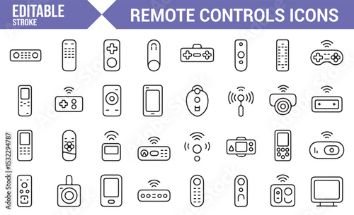 Collection of Remote and Device Icons | Editable Gaming, TV, and Gadget Symbols