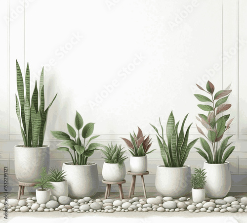 Foliage Study Indoor plants isolated watercolor vector illustration svg