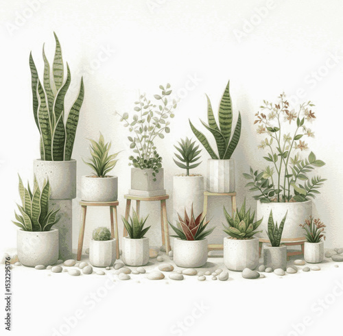 Terra Cotta Hues Indoor plants isolated watercolor vector illustration svg