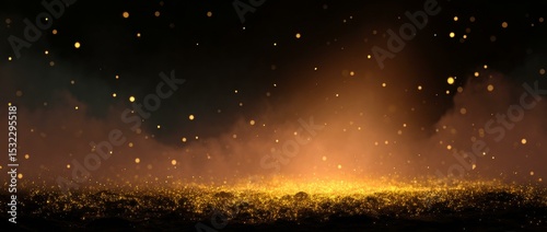 Golden Particles Abstract Background