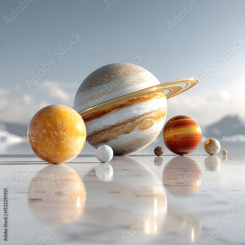 Abstract Stylized Planets Display
