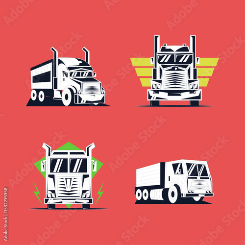 Heavy Truck and Logistics icon logo flat vector design