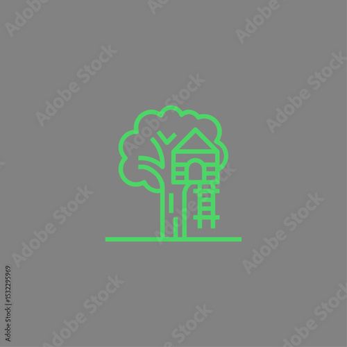 Treehouse icon logo flat vector design