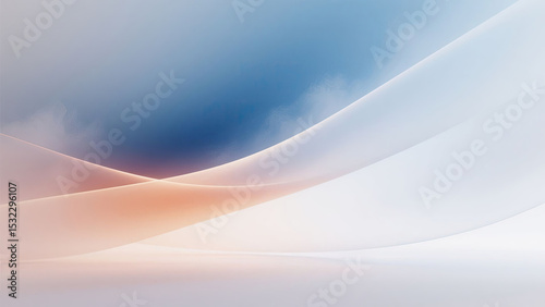 Subtle Gradient Curves Abstract Design with Peaceful Blue and White