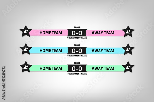 multicolored sports banners vector design template for game score