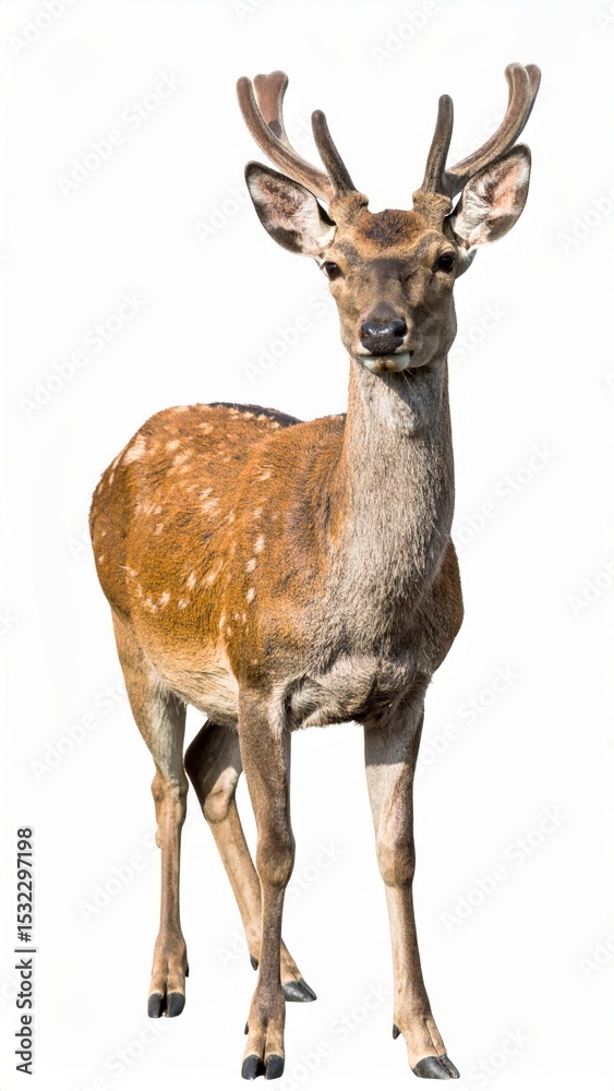 Naklejka premium Wild deer over white background, no shadow