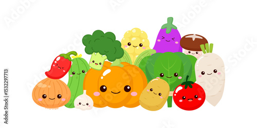 Cute cartoon fresh vegetables for kids