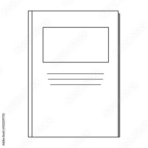 Coloring page with contour drawing illustration with school notebook. For entertaining kids, back to school or education black and white design, DIY craft, educational concept, and classroom decor.