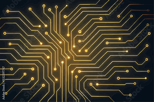 Golden Circuitry Abstract Technology Background Design