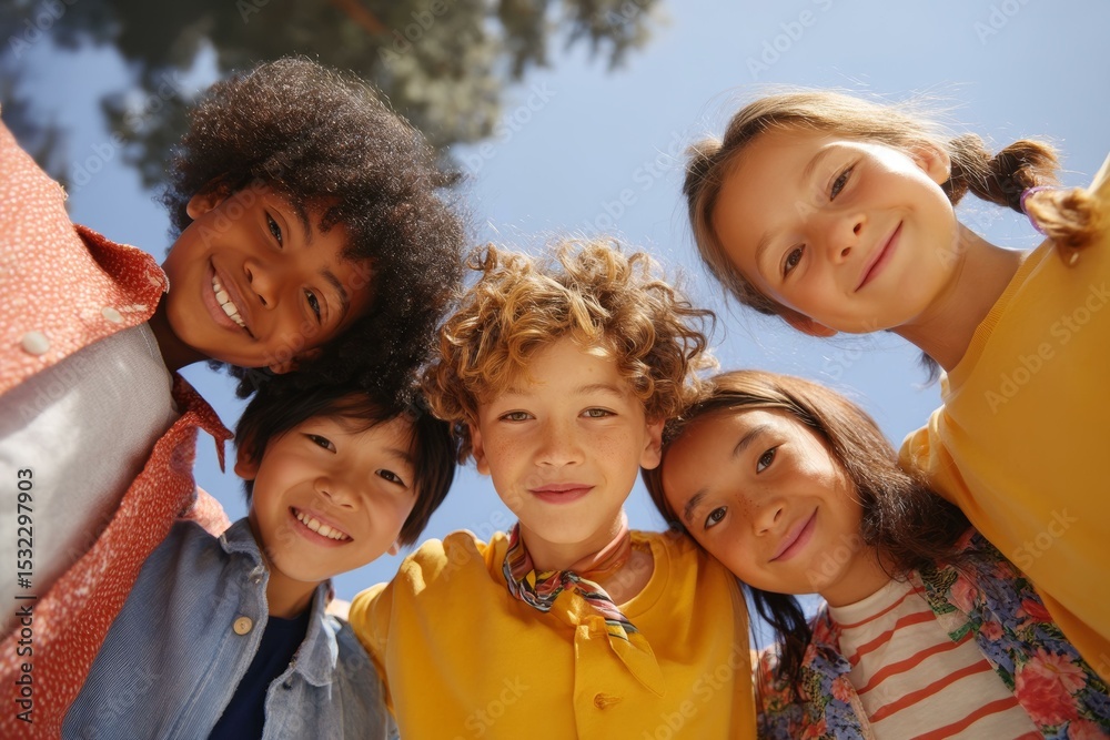 Naklejka premium Happy Children Friendship Circle Outdoor Photo