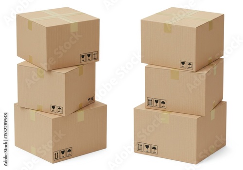 Stacks of cardboard boxes ready for shipping or moving