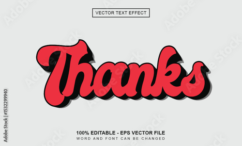 Editable thanks vintage style text effects