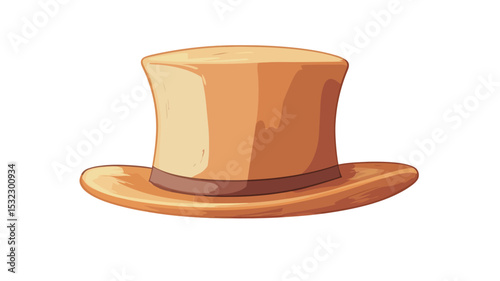 A digital illustration of a top hat. The hat is rendered in a light yellow or beige color,  with a slightly darker brown band around the crown. The style is simple and cartoonish