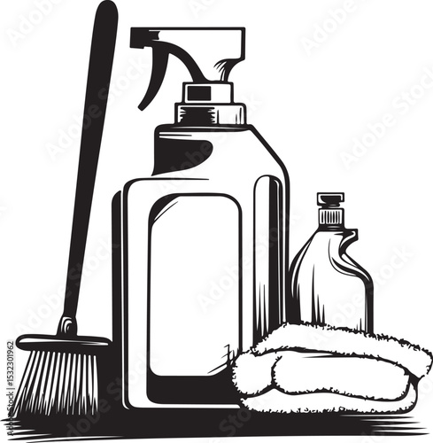 set of cleaning products