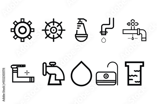 Plumbing Line Art Vector Set