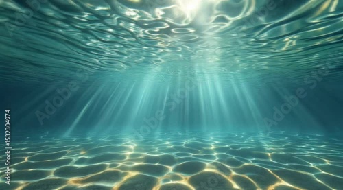 Underwater tranquility captured through light beams and serene reflections