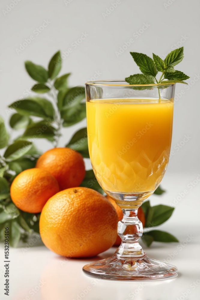 Fototapeta premium Orange Juice in a Glass with Mandarin Oranges
